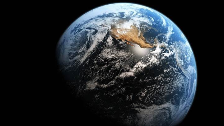 Earth View From Sapce And Black Background